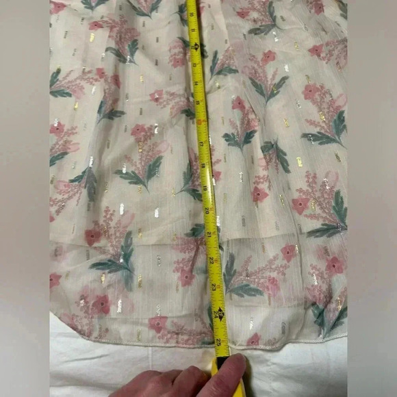 lined floral sheer blouse, sz S, cream, pink, green, Spring, Easter - Picture 11 of 11